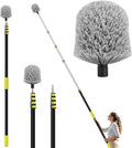 26FT High Reach Cobweb Duster with Extension Pole, Spider Web Brush for Cleaning with 5-20FT Telescopic Pole, 8" Larger Extendable Duster for High Indoor & Outdoor Webs