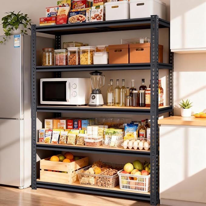 Heavy Duty Garage Shelving,5-Tier Garage Storage Shelves,2400LBS Storage Shelves Heavy Duty,Adjustable 5 Tier Shelving Unit,Heavy Duty Shelving for Garage Storage Warehouse,28''×12''×60''