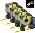 4PK 3/8" Yellow Heat Shrink Tube 18054 Compatible for Dymo Rhino 4200 Label | NineLeaf Compatible for Dymo Label Maker Refills Black on Yellow 9mm x 1.5m for Wires/Cables Use in Rhino 5200 5000 6000 3M