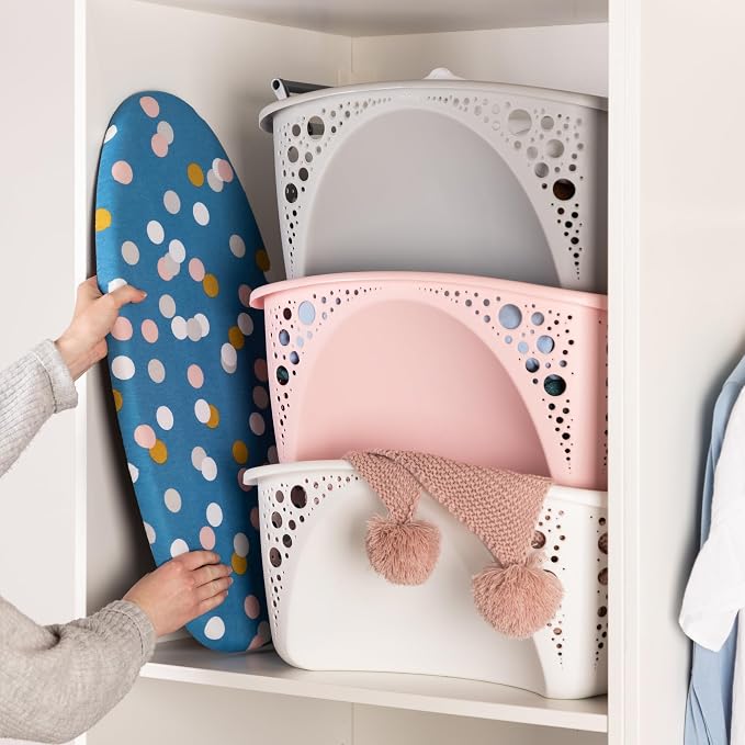 Minky Homecare Therma-Lite Table Top Ironing Board - Space Saving Small Ironing Board with Folding Feet - Lightweight and Compact Mini Iron Table, Ideal for Small Spaces - Blue Spots, 27.5 x 13.3