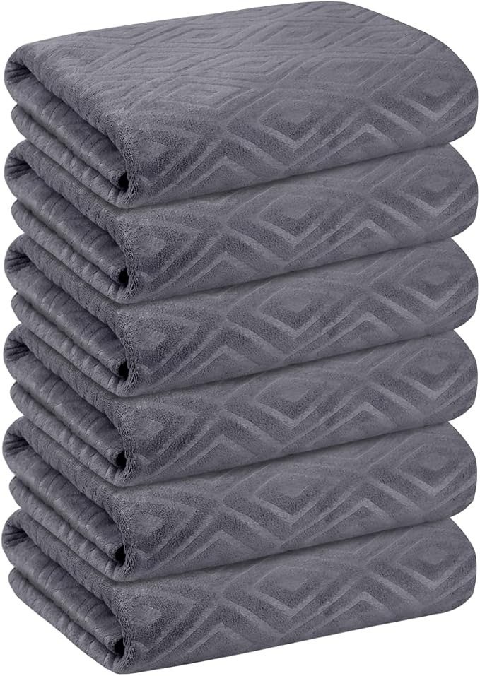 JML Microfiber Bath Towels Set, Grey, 30" x 60", 6 Pack | Oversized, Soft, Super Absorbent,Fast Drying, Perfect for Shower, Sauna,Gym, Fitness, Yoga