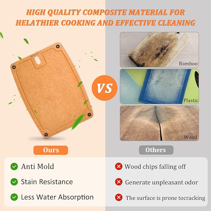 Large Cutting Boards for Kitchen Dishwasher - XL Cutting Board Set Double-Sided with Non-Slip Feet and Juice Groove Composite Chopping Board Knife Friendly Cut Meat, Fruit,Vegetable