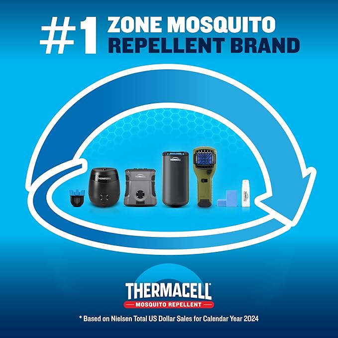 Thermacell E-ZoneGuard Patio Rechargeable Mosquito Repeller with 20-Foot Zone of Scientifically Proven Outdoor Protection; 5.5-Hr Battery; 12-Hr Refill; Bug Spray Alternative; DEET-Free; Blue