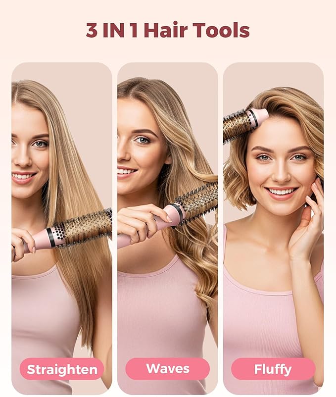 Bopcal Dual Voltage Thermal Brush, 1.5" Heated Round Brush for Smooth Blowout Look, Hot Brush for Volume, Soft Curls & Polished Ends, Negative Ions, 6 Heat Settings, Auto Shut-Off