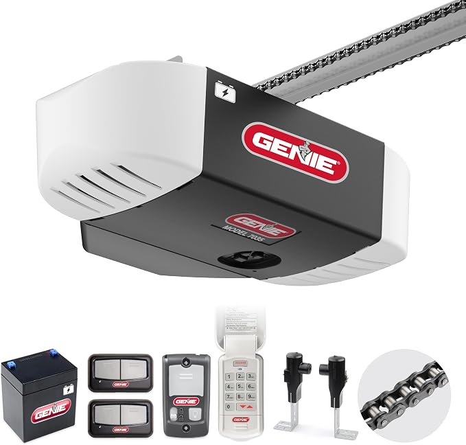 Genie Chain Drive 750 3/4 HPc Garage Door Opener w/Battery Backup - Heavy Duty - Operate your garage door when the primary power is out - Wireless Keypad Included, Model 7035-TKV,BLACK | 3/4 HPc, Heavy Duty Chain Drive, Battery Backup, Wireless Keypad,...