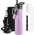 RAYMYLO Insulated Water Bottle 24 oz, Triple Wall Vacuum Stainless Steel (Cold for 24Hrs, Hot for 12Hrs), Leak Proof & Non-BPA, Modern Water Flask Jug with Paracord Handle & Straw Spout Lids