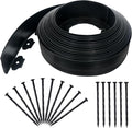 Quibbay 3.15" x 50' Landscape Edging, Plastic Garden Edging Borders with 75 Anchoring Spikes, Flexible Lawn Edging for Landscaping Garden Flower Beds Grass Yard Paver Pathway, Black