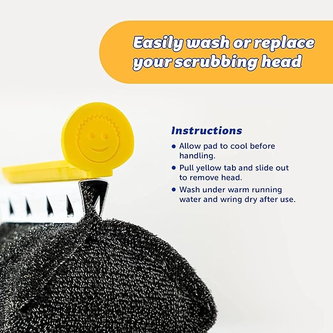 Scrub Daddy BBQ Daddy + Refill Heads - BBQ Cleaning Brush with Scraper & Bottle Opener, Barbeque Grill Cleaner, Wire Bristle Free, Barbecue Cleaner Brushes, High-Tech Cleaning Accessories for Men