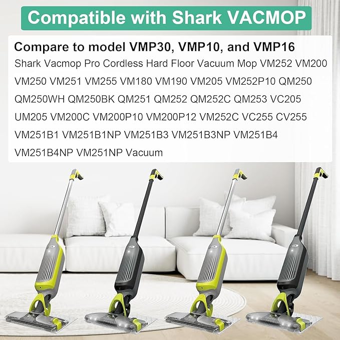 Disposable Replacement Vac Mop Pads for All Hard Floors Compatible with Shark VACMOP VM252 VM200 VM190 VM250 VM251 VM200C VM252C VC205 QM250 (40 Pack