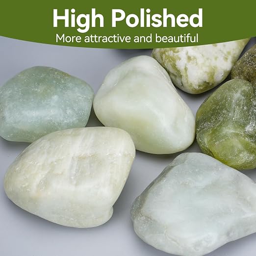Pulovin 20 lbs Jade Pebbles for Indoor Plants, 2-3 Inch Polished River Rocks, Decorative Garden Rocks Outdoor Landscaping, Large Natural Stone for Walkways, Yard, Vases, Crafts