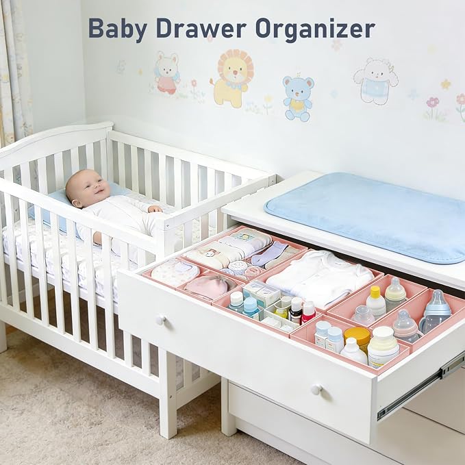 DIMJ Drawer Organizer Clothes 26 Pack - Foldable Baby Organizers and Storage Dresser Organizer for Bedroom, Closet Nursery Organization Dresser Dividers for underwear, Sock, Bra, Belt, Tie