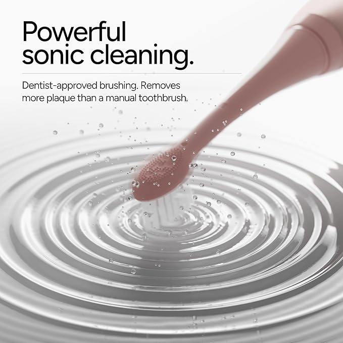 ORDO Sonic+ Electric Toothbrush for Adults, Advanced Smart Tech, 4 Brushing Modes, Fast Rechargeable, Sonic Toothbrushes Over 4 Weeks Battery Life, Silicone Polishing Element, USB Charger, Rose Gold