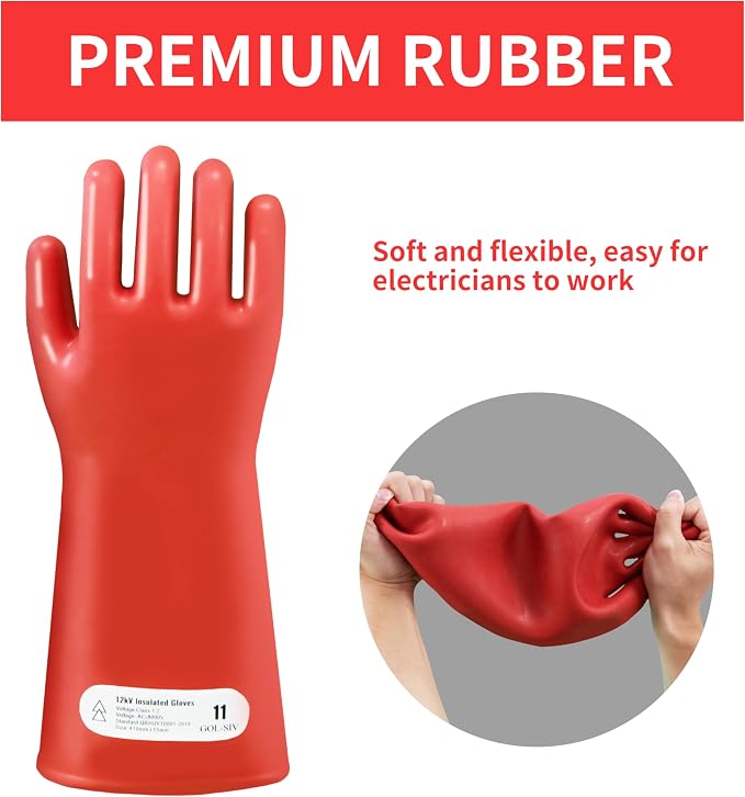 Insulated Electrician Gloves - Class 1 ASTM Compliant High Voltage Dielectric Electrical Gloves For Electrician,Electrical Safety Gloves 8000V AC