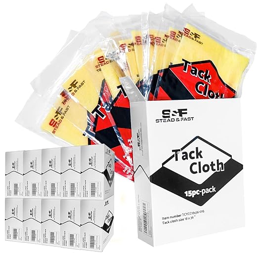 S&F STEAD & FAST Tack Cloth Bulk Case 150-pc, Yellow - for Woodworking, Automotive Painting, Removing Dust - Wax and Silicone Free, Anti Static Tack Rag for The Professional