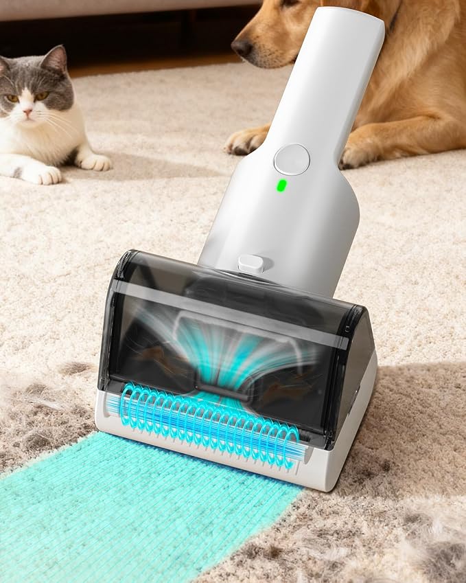 Misfans Electric Pet Hair Removal Tool,2025-Upgrade Cat&Dog Hair Vacuum & Lint Rollers Remover,Automatic Portable Hair Tool for Indoor and Outdoor,Cat Bed,Climbing Frame,Board,Carpet,Mats,Car Mats