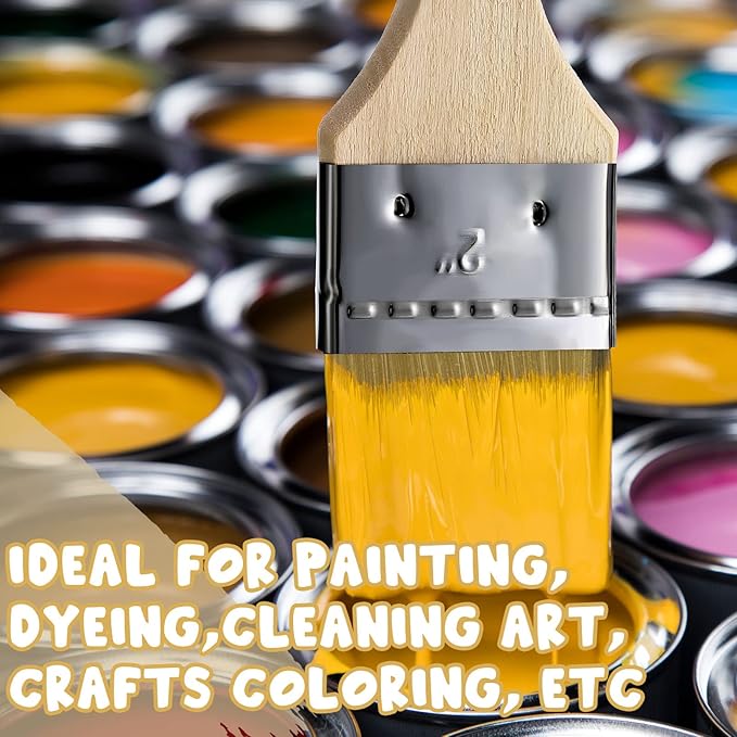 Nuogo 120 Pieces Chip Brushes 2 Inch Bulk Bristle Paint Wooden Stain Brushes for Paint, Glues, Varnish, Art and Crafts Supplies