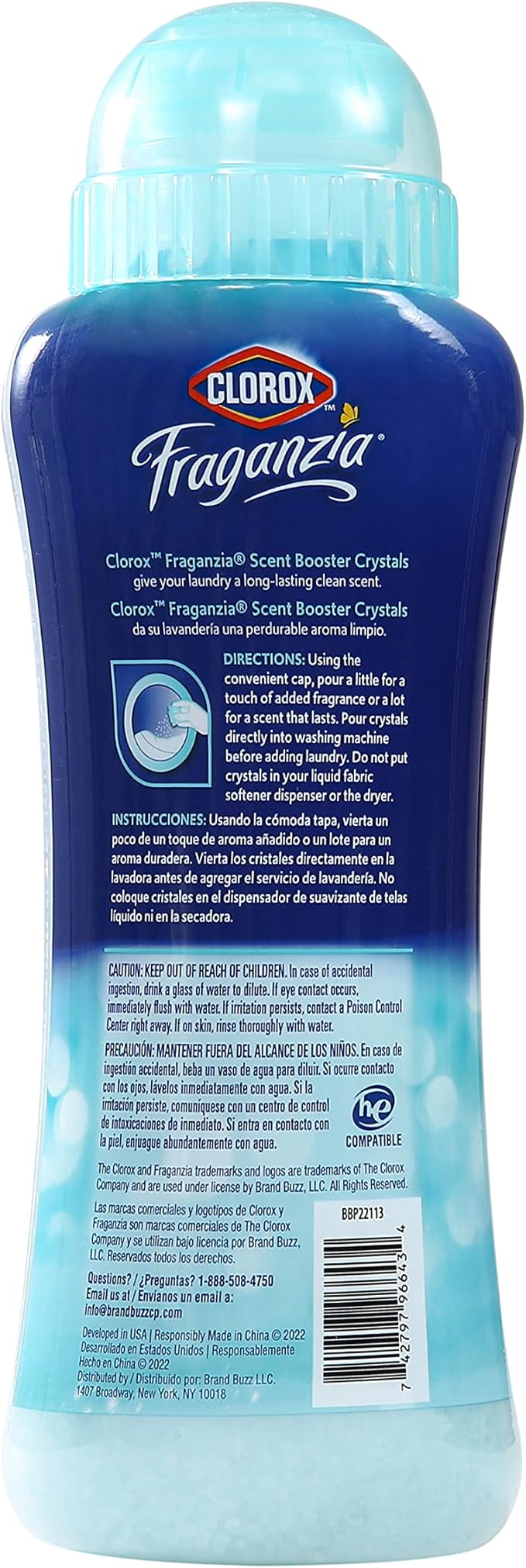 Clorox Fraganzia In-Wash Laundry Scent Booster Crystals, Ocean Scent Fragrance Beads for Clothes and Linens, Safe for All Fabrics and Colors, HE Compatible, 18 Oz (Pack of 4)