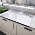 31.5”x 19.7” Stainless Steel Chopping Board with Lip, Large Steel Cutting Board with Rolling Pin, Metal Noodle Board Pastry Board Kneading Dough Board Stove Top Cutting Board for Kitchen