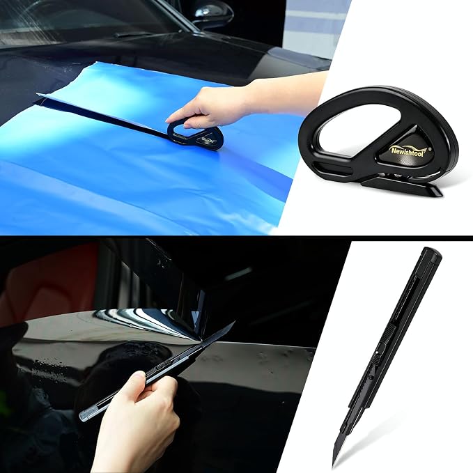 NEWISHTOOL Vinyl Wrap Tool Kit Window Tint Tools, Car Wrapping Kit with Heat Gun for Vinyl Wrap, Knife Less Tape, Magnet Holder, Vinyl Tucking Tool, Felt Squeegee, Vinyl Cutter, Wrap Knife and Gloves