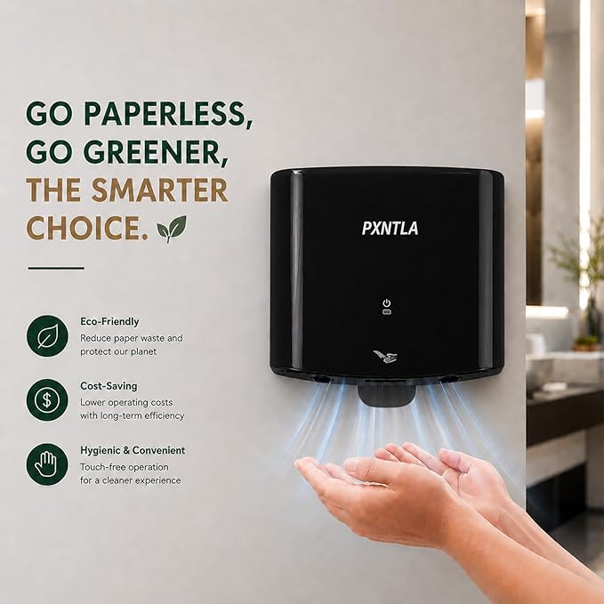 Hand Dryer, 12-15 Seconds Fast Dry Hands, 100-130V Voltage, Bottom Hot & Cold Air Switch, IPX1 Waterproof & 60s Overheat Protection