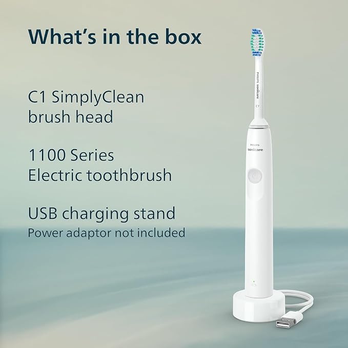 Philips Sonicare DailyClean 1100 Rechargeable Electric Power Toothbrush, White, HX3411/04