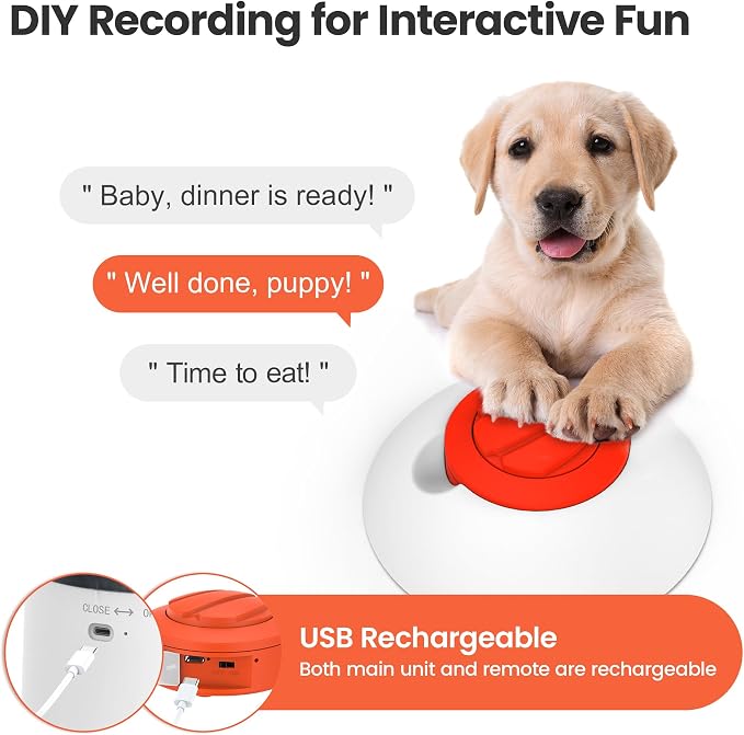 Potaroma Dog Puzzle Feeder Toy, Interactive IQ Training, Electronic Treat Dispenser, Automatic Rechargeable with Remote for Food Dispensing, All Breeds, 280ml Capacity