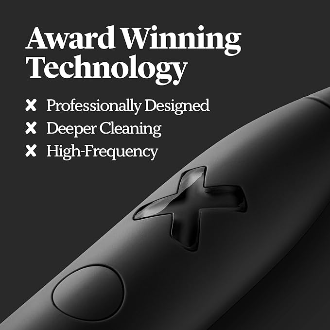 Made by Dentists PRO‑X Sonic Electric Toothbrush for Adults – Dentist‑Designed Whitening Rechargeable Toothbrush, 9 x More Plaque Removal, 70 Day Battery, 3 Modes, Travel Case & Extra Heads, Black