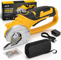 Cordless Electric Scissors, Rechargeable Cardboard Cutter, Rotary Fabric Cutter for Fabric, Carpet, Leather, Plastic & Packaging Materials, Safety Lock, LED Light, USB-C Charging, 75 Min Runtime