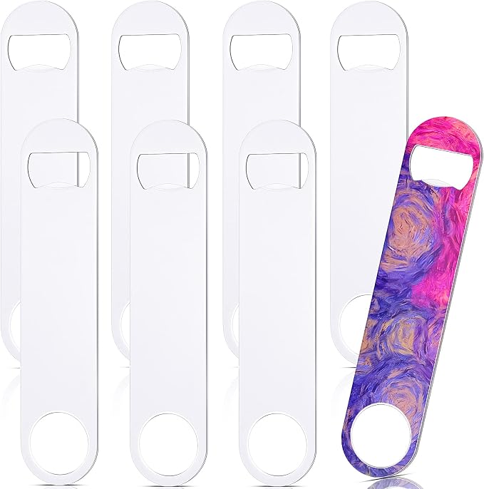 Geiserailie Sublimation Blank Bottle Opener Stainless Steel Flat Beer Bottle Opener for Kitchen Restaurant Personalized Sublimation Photo(White,8 Pieces)