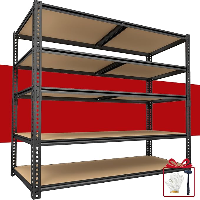 Garage Racks for Storage，5-Tier Adjustable Garage Shelving Storage Shelves,2400LBS Capacity Heavy Duty Shelving for Carport Warehouse Basement,72" H x40 W x20 D