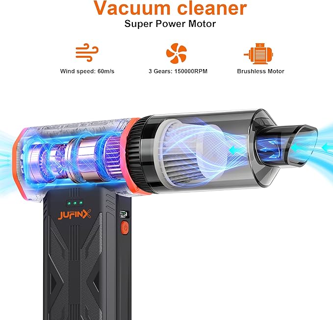 F32MAX Compressed Air Duster-150,000RPM Super Power Electric Air Duster and Vacuum Cleaner & Bag Vacuum Sealer 3-in-1，for PC Keyboard Cleaning, Car Interior Cleaning.