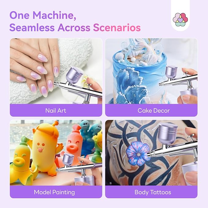 SAVILAND Pro Airbrush for Nails: 2026 Optimized 25 PSI for Flawless Nails Engineered for Flow-Locked Atomization & Steady Output 0.3mm DLC-Coated Nozzle, Dual-Charge Cordless for Uninterrupted Salon