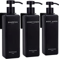 Black Shampoo and Conditioner Dispenser Set Wall Mounted by Brighter Barns - Shampoo Conditioner Body Wash Dispensers - No Drill Shower Soap Bottles for Hotel, RV, Spa, Airbnb, Vacation Rental (Black)