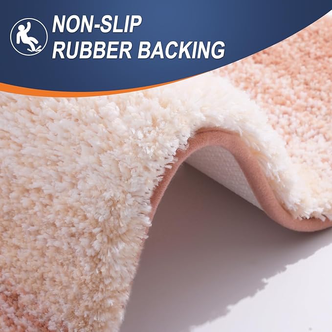 OLANLY Large Bathroom Rugs Mat 50x30, Extra Soft Absorbent Microfiber Bath Rugs, Rubber Backing, Quick Dry, Machine Washable Bath Mats for Bathroom Floor, Tub and Shower, Home Decor Accessories, Peach