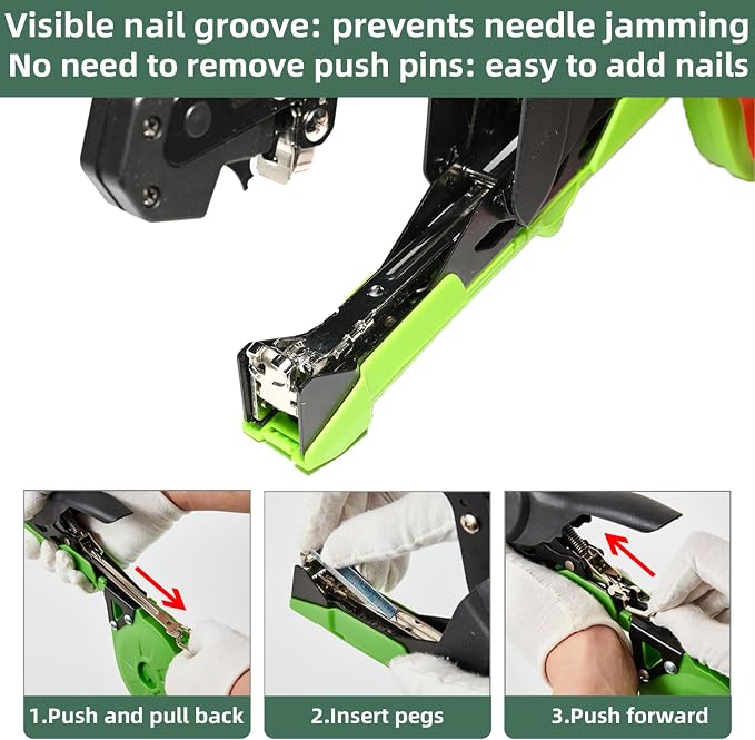 Suca Plant Tying Machine, Lightweight Plant Tying Tape Tool to Tie Up Vine Quickly, Tie Tapener Gun with Tapes and Staples Green