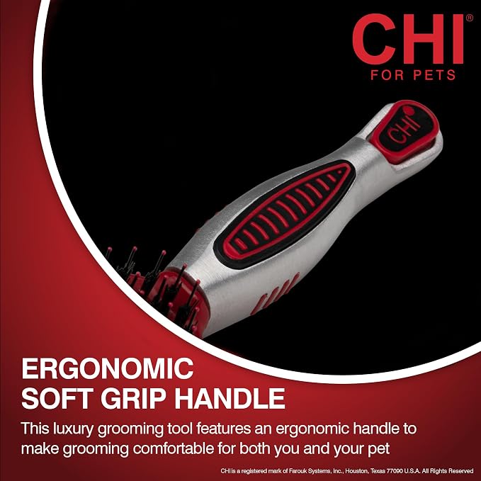 CHI for Dogs Porcupine Pin and Bristle Dog Grooming Brush Detangling and Smoothing Brush for Short Medium and Long Dog Coats Helps Remove Loose Hair and Light Tangles Ergonomic Soft Grip