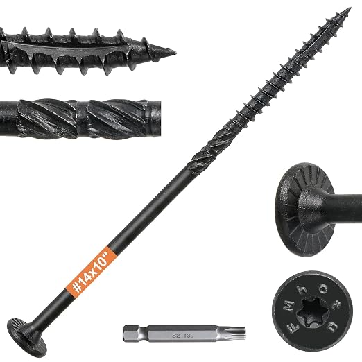 #14 x 10 Wood Structural Lag Screws | 108Pcs Star Drive Decking Wood Screws, Rust Resistant Timber Screws for Timber/Log/Landscaping Wood
