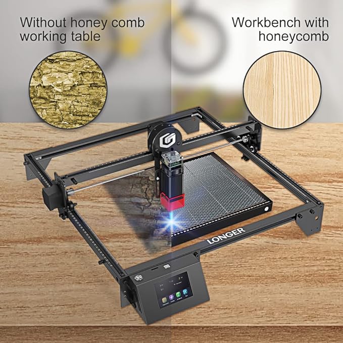 Longer RAY5 20W Laser Cutter and Laser Engraver for Tumblers, Rotary Roller Bundle, 17.3"x 17.3" Working Bed, Enclosure with Vent, and Air Pump Laser Engraver for Wood and Metal, Acrylic
