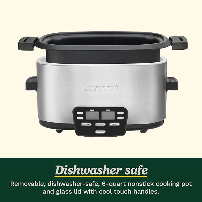 Cuisinart 3-In-1 Cook Central 6-Quart Multi-Cooker: Slow Cooker, Brown/Saute, Steamer, MSC-600 NAS, Silver