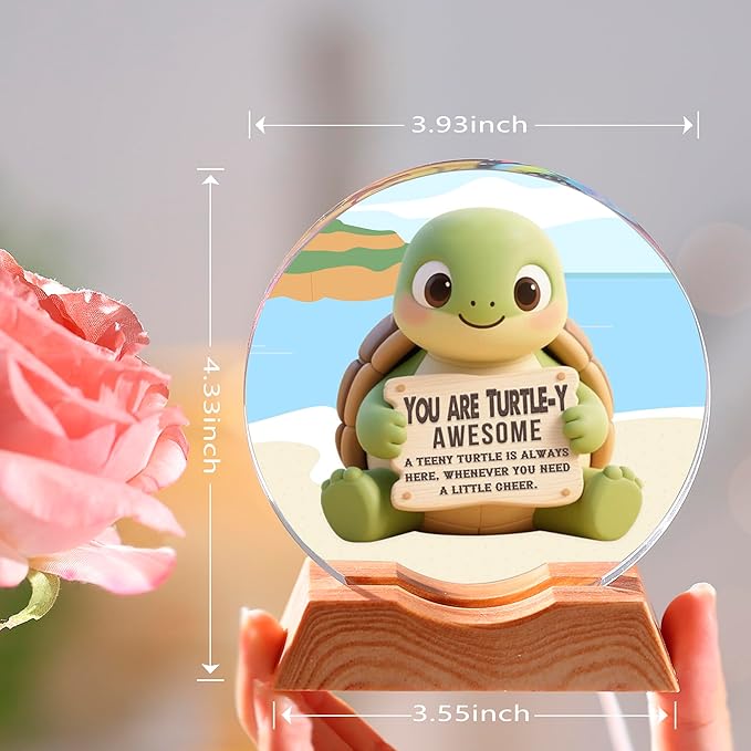 ZHSHWAT Turtle Gifts LED Light Up Crystal Turtle Decor, Christmas Birthday Thanksgiving Retirement Gifts for Women Men, Inspirational Turtle Gifts for Women, Cute Desk Decor with Encouraging Message