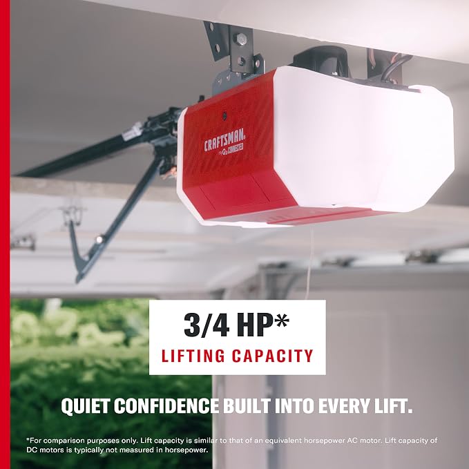 Craftsman Belt Drive Garage Door Opener, 3/4 HP, Wi-Fi, Battery Backup | Heavy duty Chain-Drive, myQ compatible, Quiet performance, Includes: 2 remotes, wall control & safety sensors