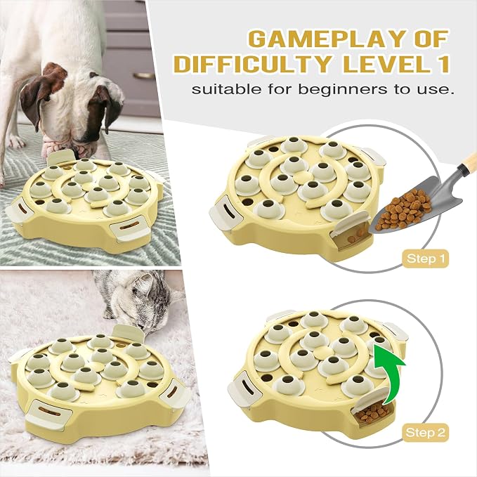 KADTC Level 2-in-1 Dog & Cat Puzzle Toy, Mental Stimulation for Dogs Indoor | XL Size, 2-Level puzzle adds mental stimulation for dogs and cats through sniffing, pawing, and reward-based play.
