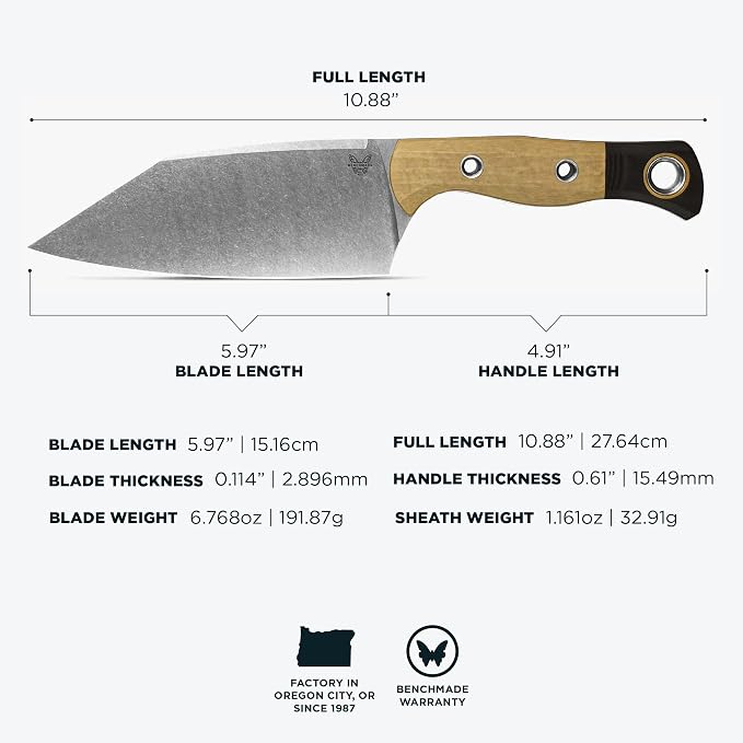 Benchmade Station Knife Kitchen Knife, CPM-154 Steel Blade (4010-02) | Maple Vally and Black Richlite / G10 handle, Clip-Point blade