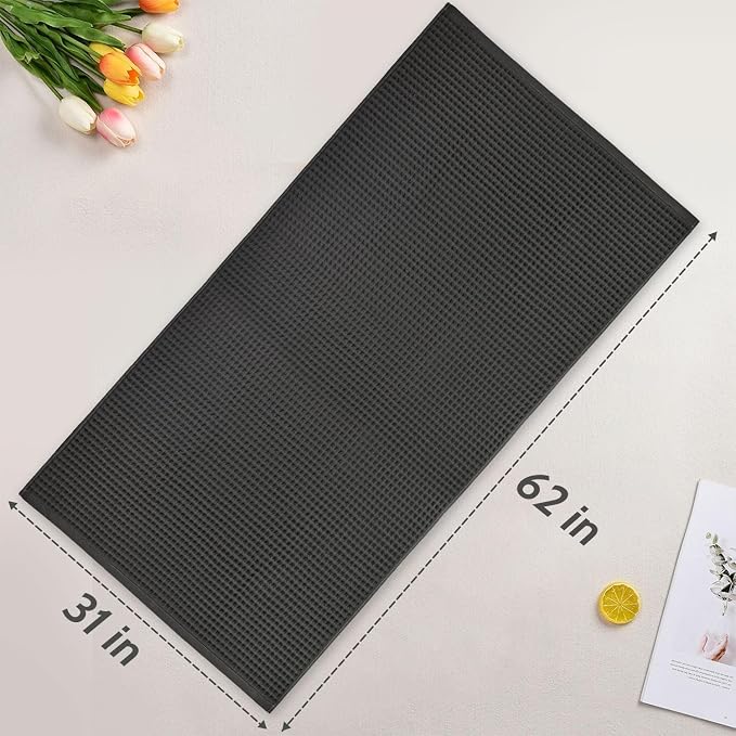 Jacquotha Waffle Bath Towels 2-Piece (Dark Grey) - Cotton, Soft, Quick Dry | 31” x 62” Large Bath Towel for Bathroom, Shower, Spa