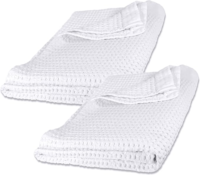 GILDEN TREE Waffle Bath Sheet Quick Dry Towel, Thin Luxury Bath Towels, 40x80 Large Bath Towels 2 Pack Bath Sheets, Modern Style (White)