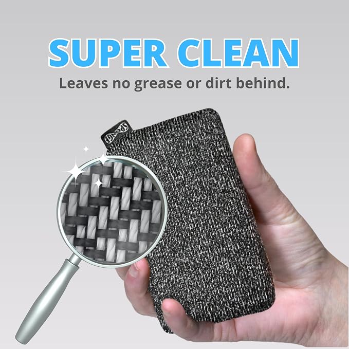 Grill Rescue Heavy Duty Kitchen Sponge - Lasts 20x Longer, Scratch-Free, Safe for Non-Stick Cookware - Cut Resistant, Versatile Household, Bathroom & Outdoor Cleaning Supplies (5, Grey)