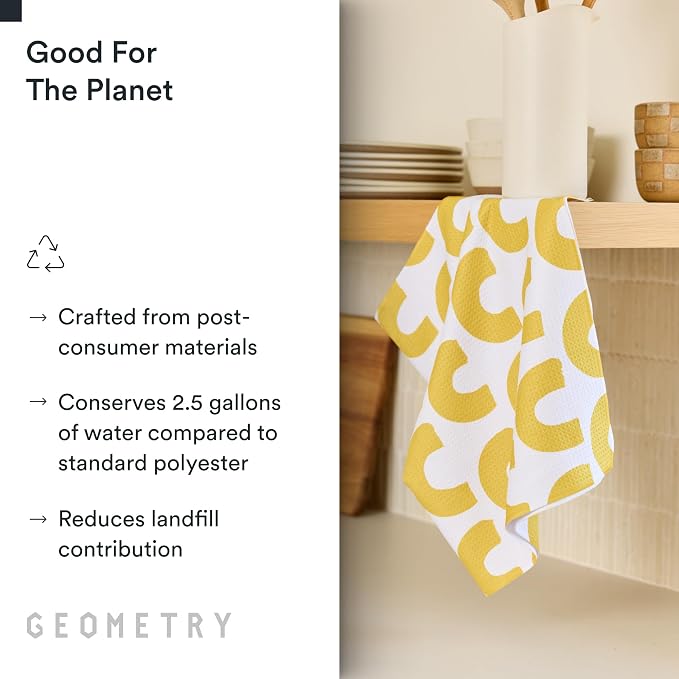 GEOMETRY Kitchen Tea Towels - Quick Dry Microfiber Dish Towels for Kitchen Sunny Hills, 18" x 30" 1 Pack