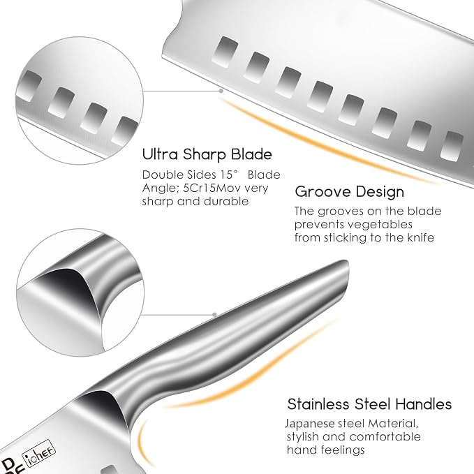 4 Piece Kitchen Knife Set, High Carbon Stainless Steel, Dishwasher Safe | Super Sharp Chef Knife Set with Ergonomic Hollow Handles, Silver Knife Set for Kitchen, Ideal for Gifting