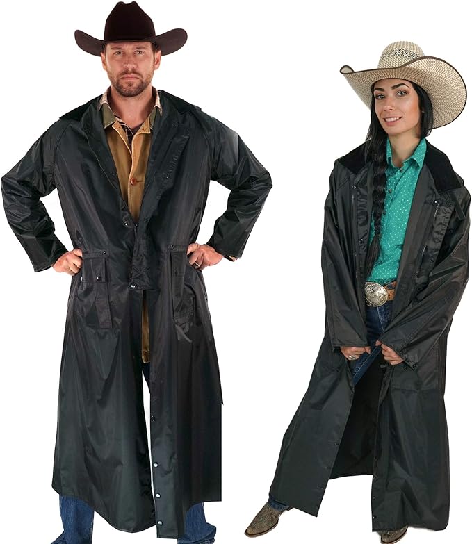 Southwestern Equine American Cowboy Saddle Slicker Rain Coat Duster – 100% Waterproof Full Length Unisex