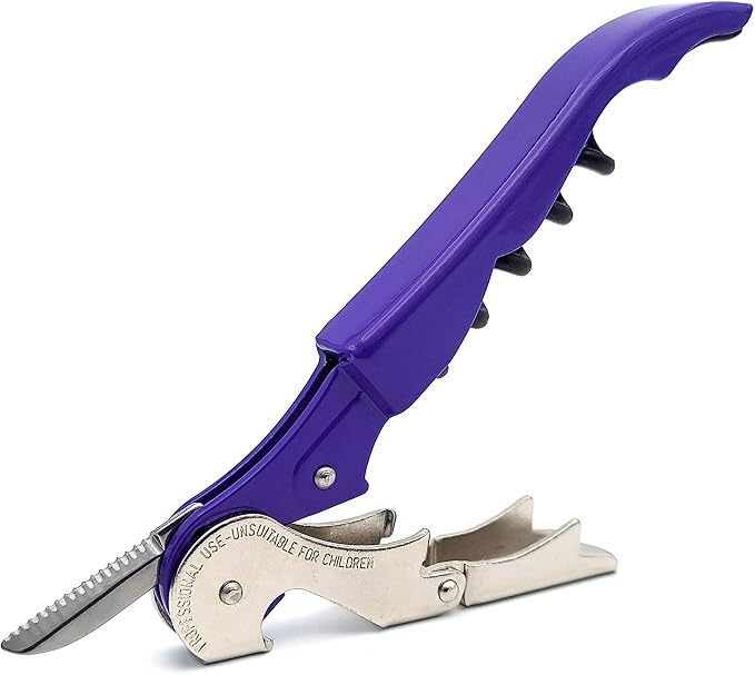 Pulltap's Genuine Classic 500 Waiter's Corkscrew – Double-Hinged Wine Key with Hinged Foil Cutter – Patented Design – Made in Spain – Violet (Violeta)
